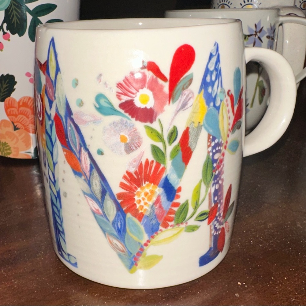 Anthropologie Floral Monogram Mug - M